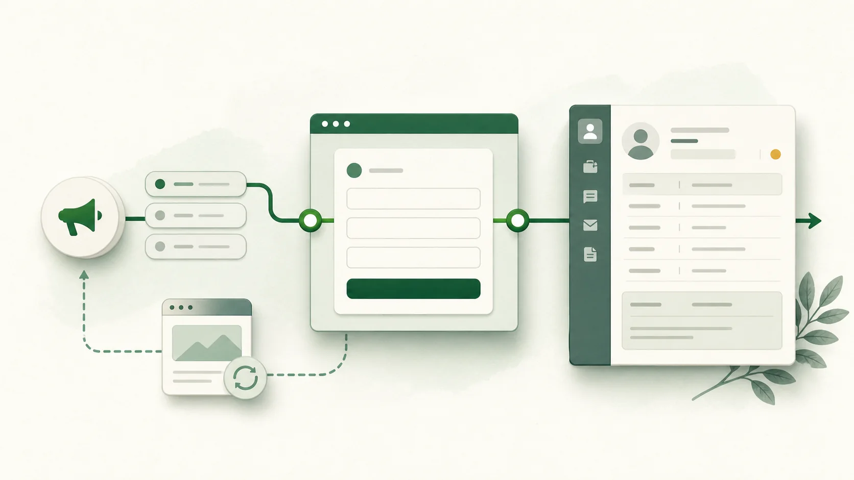 Campaign context flowing through a website form into a CRM contact record